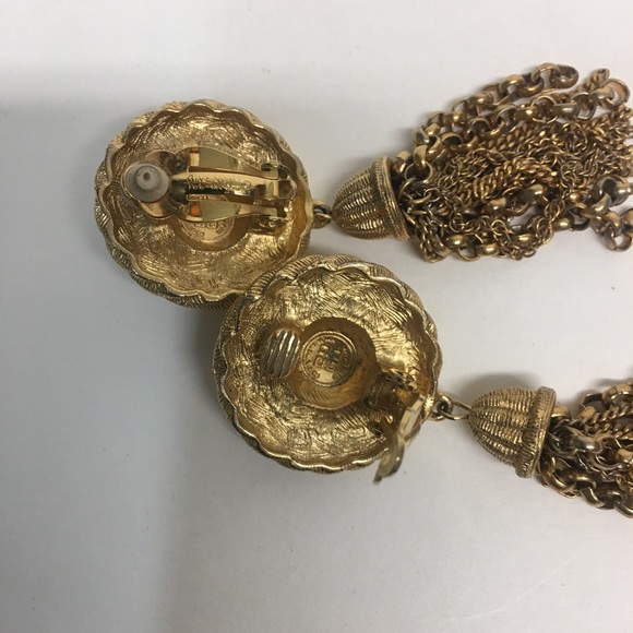 Vtg Givenchy Gold tone dangled signed earrings - Picture 5 of 15